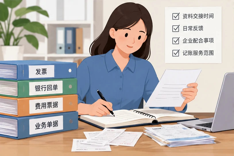整理企业票据与日常账务资料的服务场景示意