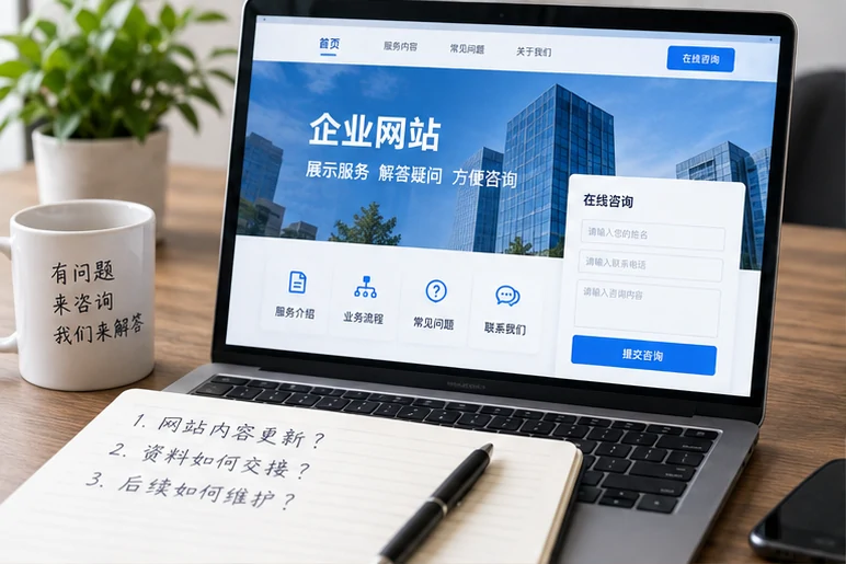 企业网站展示业务与服务信息的场景示意