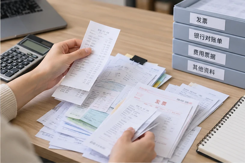 整理企业票据与日常账务资料的服务场景示意