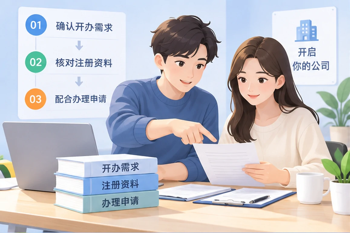 创业者一起整理开办计划的服务场景示意