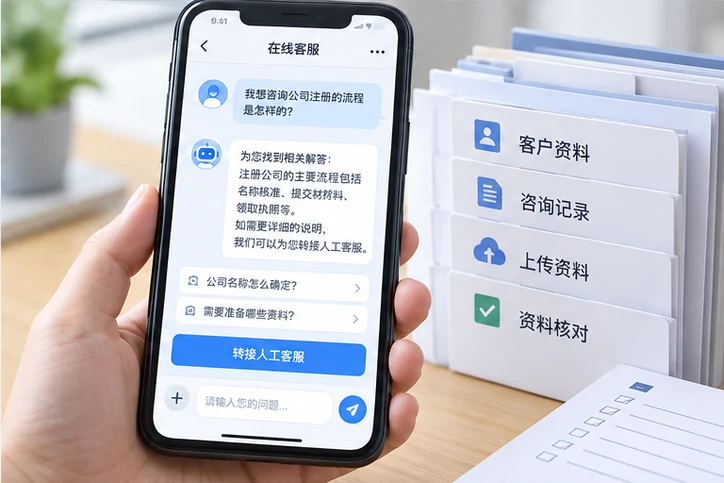 在线客服接待与咨询整理的服务场景示意