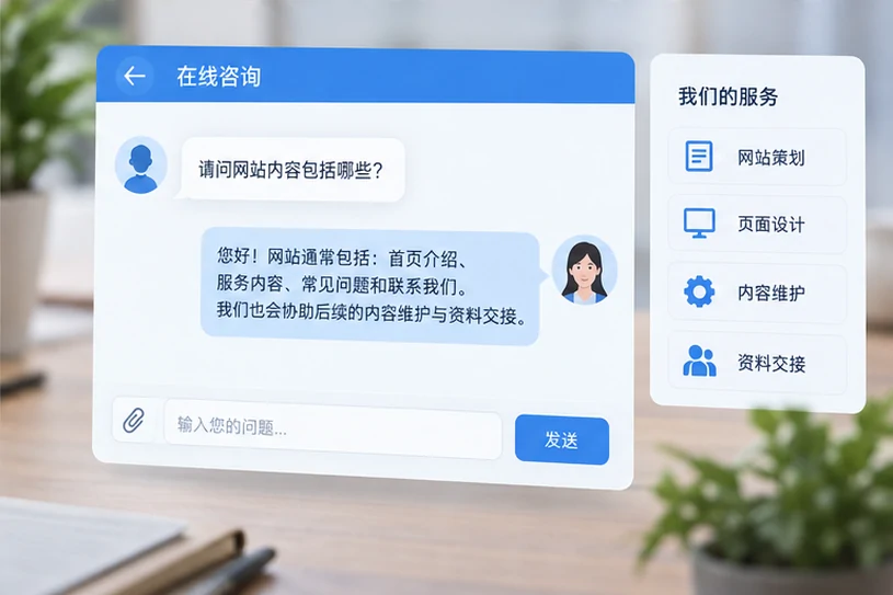 企业网站展示业务与服务信息的场景示意