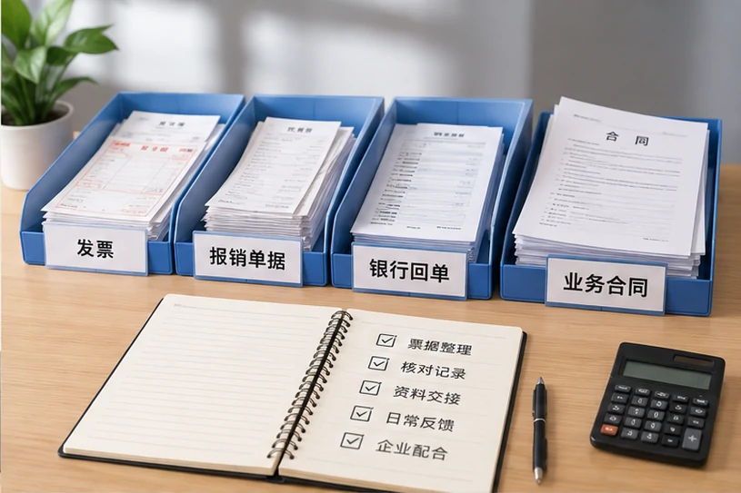 整理企业票据与日常账务资料的服务场景示意