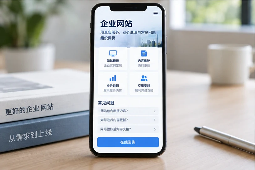 企业网站展示业务与服务信息的场景示意