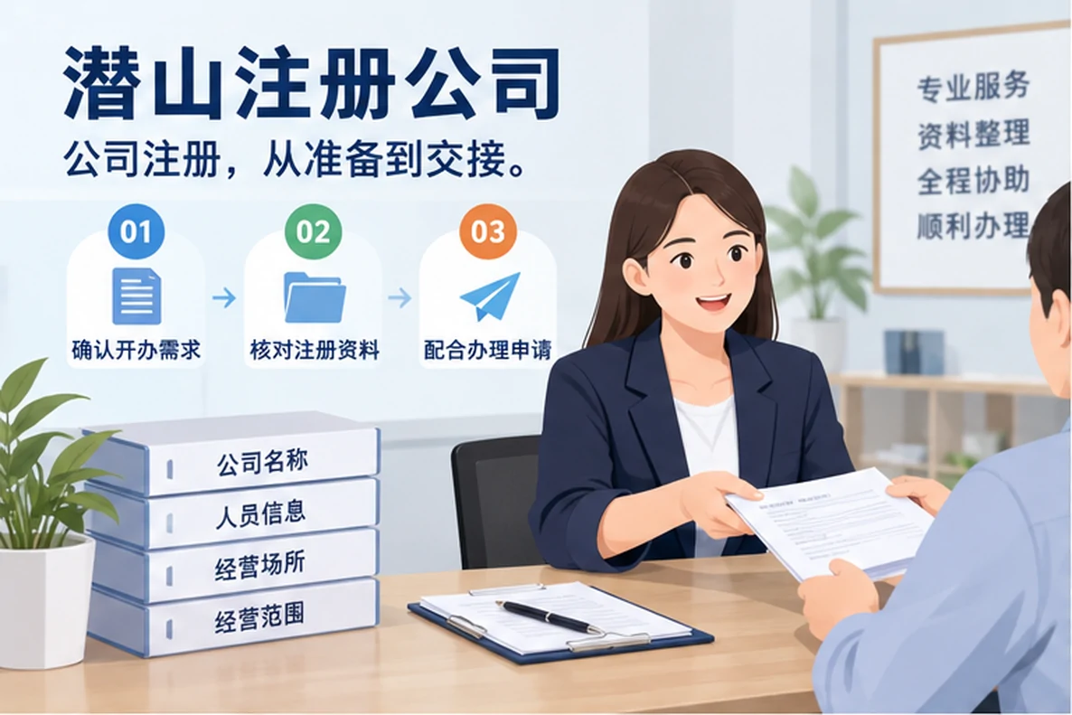 核对注册公司资料与办理事项的服务场景示意