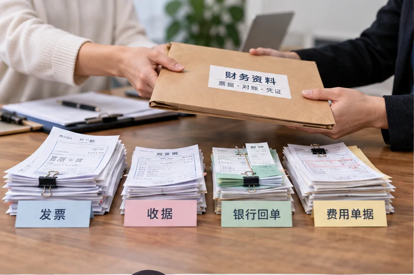 整理企业票据与日常账务资料的服务场景示意