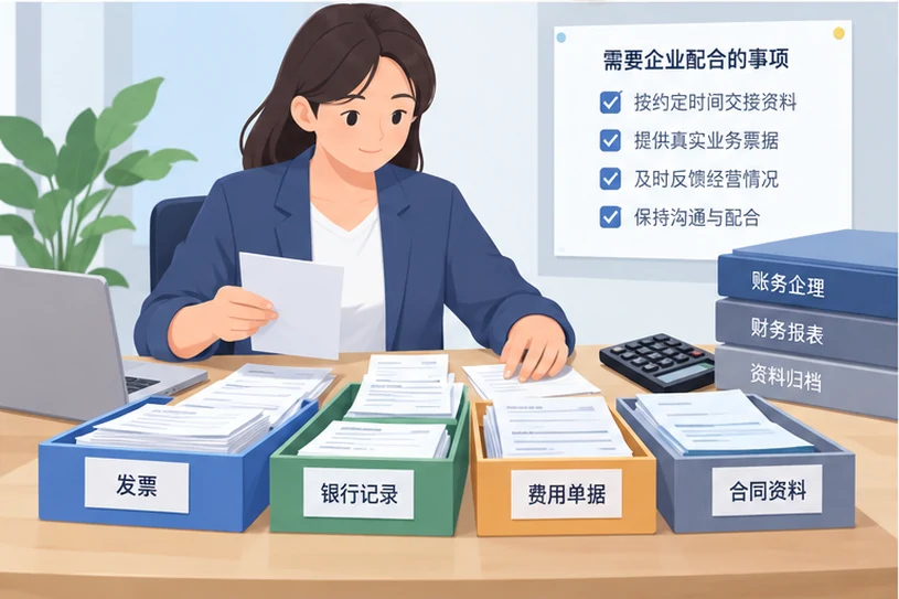 整理企业票据与日常账务资料的服务场景示意