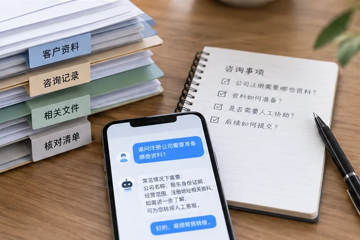在线客服接待与咨询整理的服务场景示意