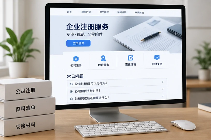 企业网站展示业务与服务信息的场景示意