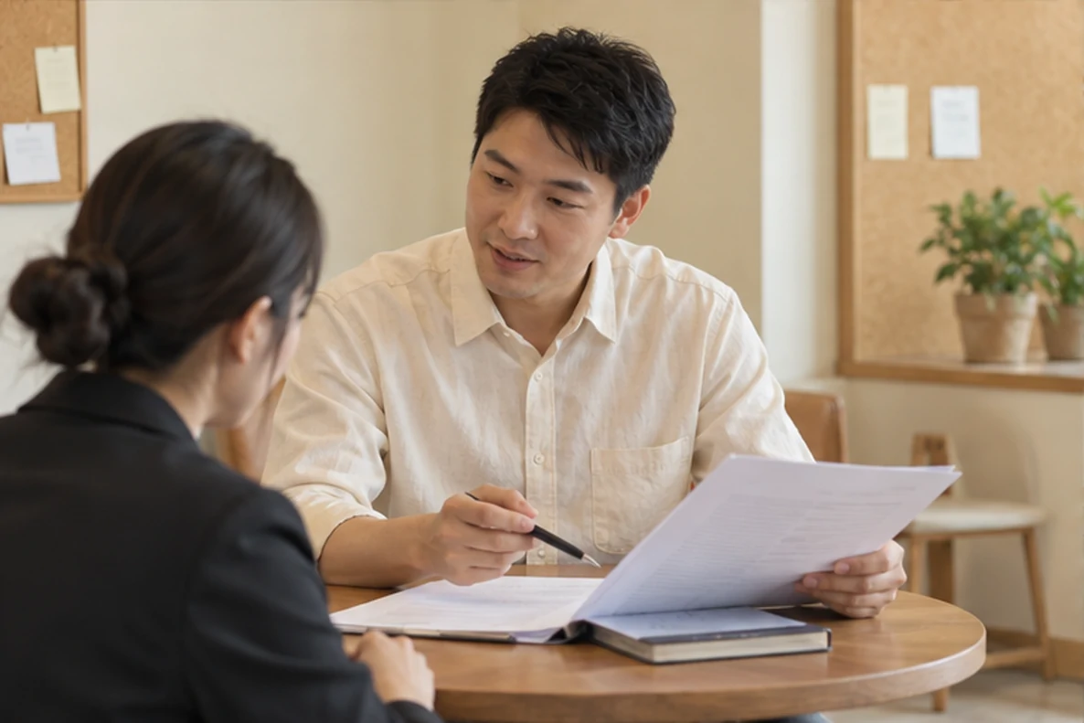 核对注册公司资料与办理事项的服务场景示意