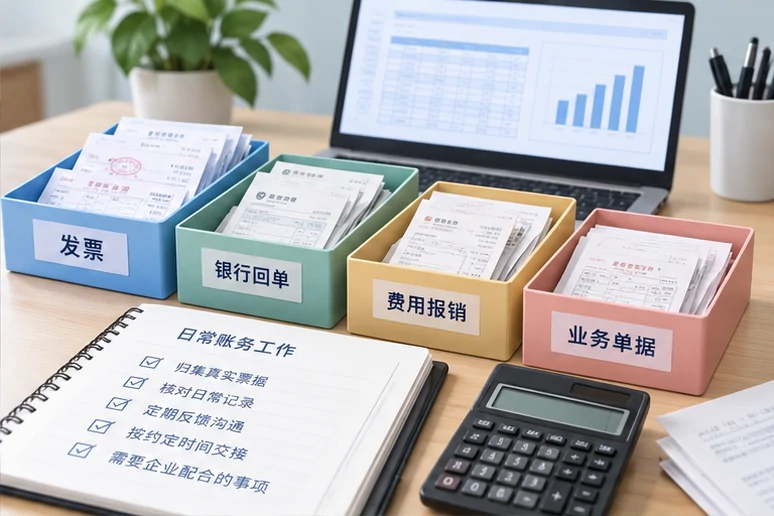 整理企业票据与日常账务资料的服务场景示意