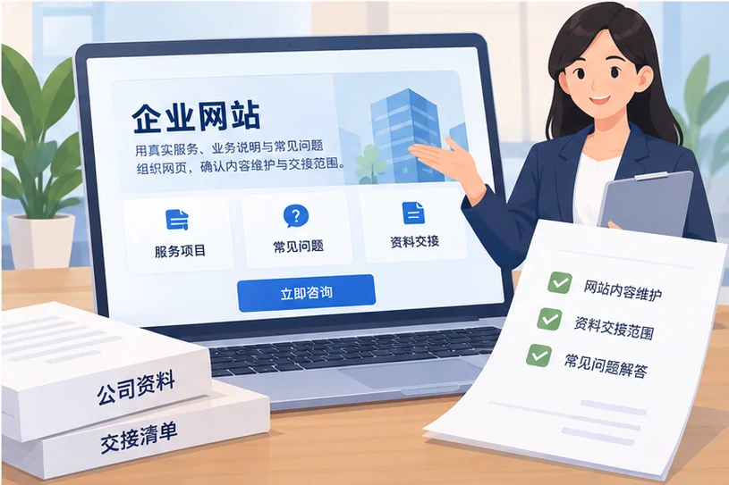 企业网站展示业务与服务信息的场景示意