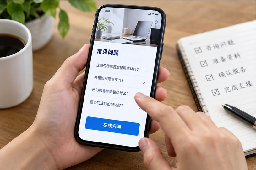企业网站展示业务与服务信息的场景示意