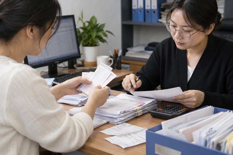 整理企业票据与日常账务资料的服务场景示意
