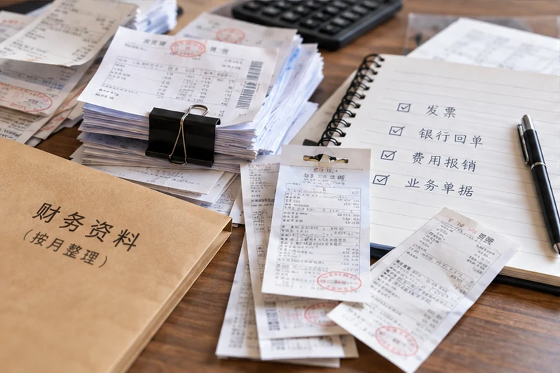 整理企业票据与日常账务资料的服务场景示意
