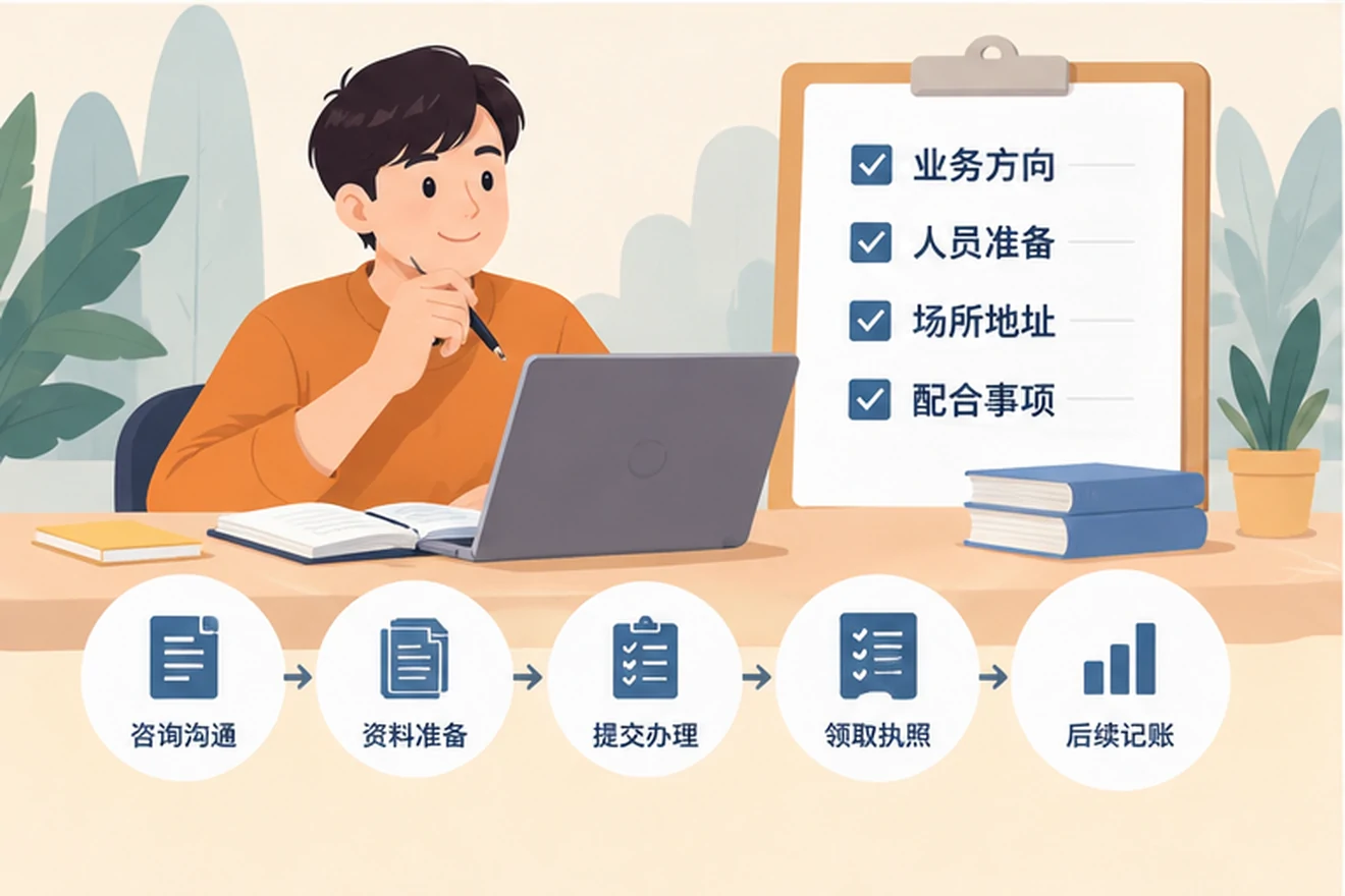 创业者一起整理开办计划的服务场景示意