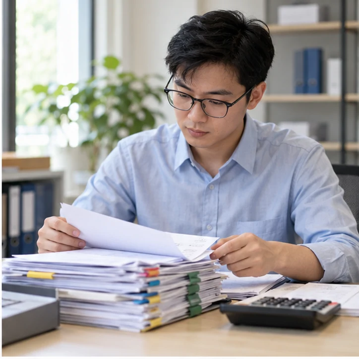 整理企业票据与日常账务资料的服务场景示意