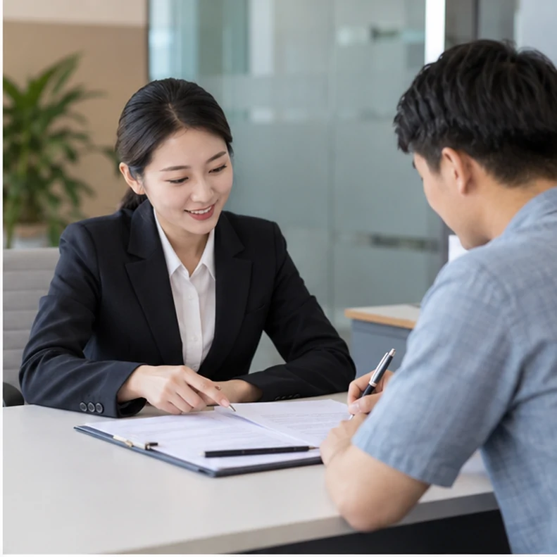 核对注册公司资料与办理事项的服务场景示意