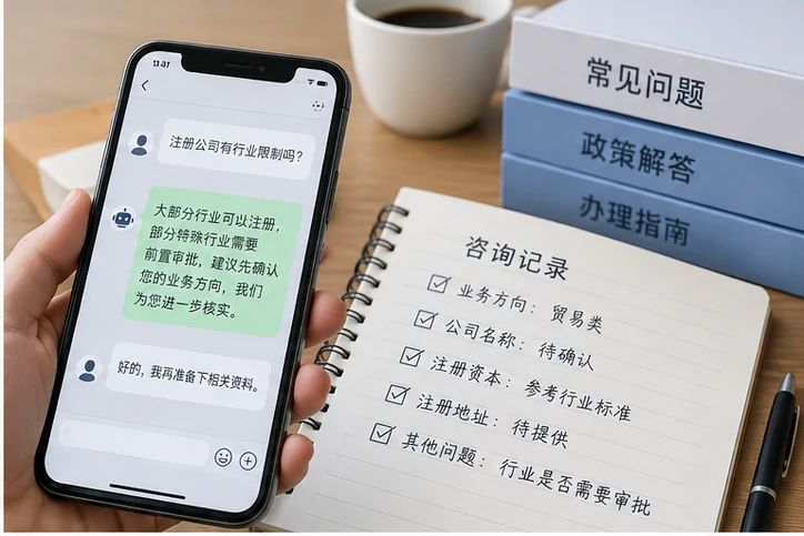 在线客服接待与咨询整理的服务场景示意