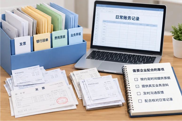 整理企业票据与日常账务资料的服务场景示意