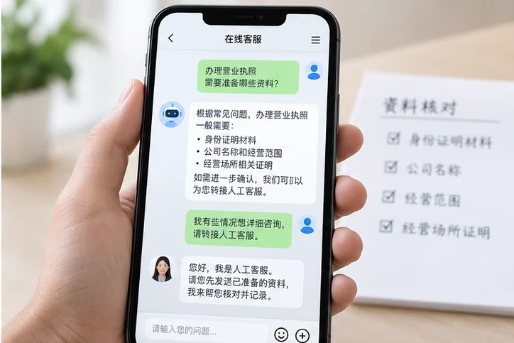 在线客服接待与咨询整理的服务场景示意