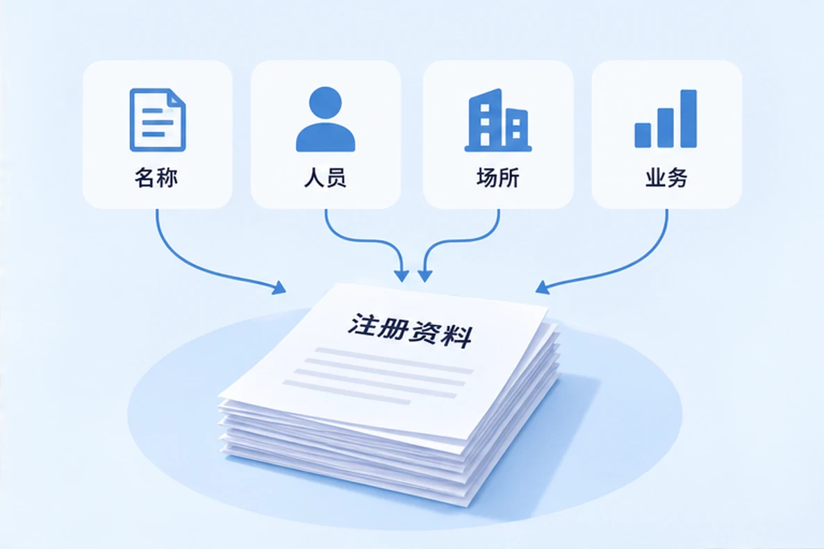 核对注册公司资料与办理事项的服务场景示意