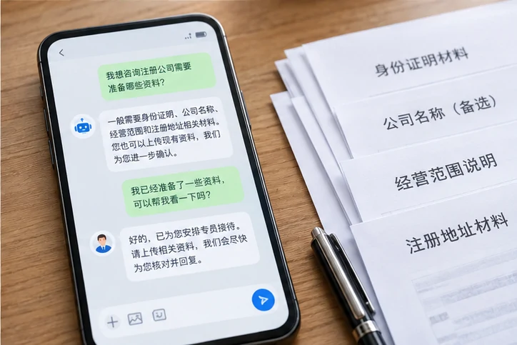 在线客服接待与咨询整理的服务场景示意