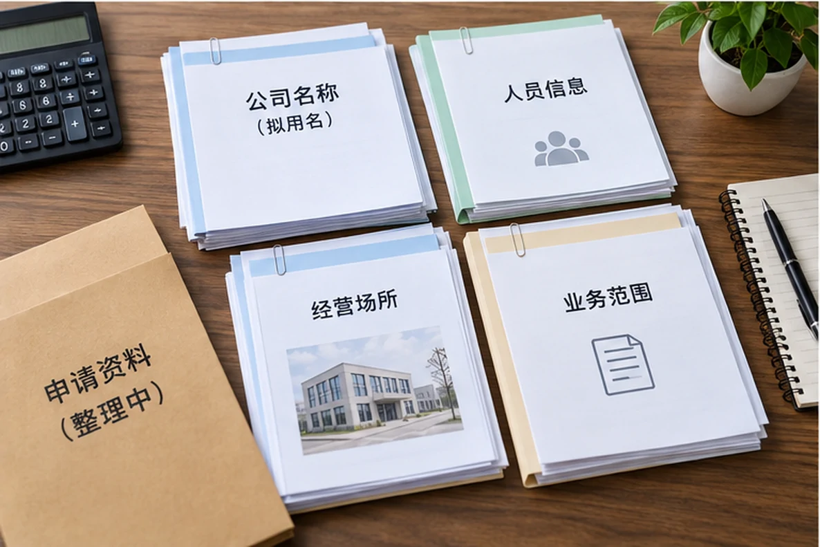 核对注册公司资料与办理事项的服务场景示意