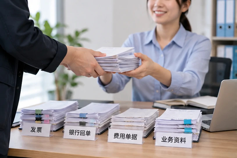 整理企业票据与日常账务资料的服务场景示意