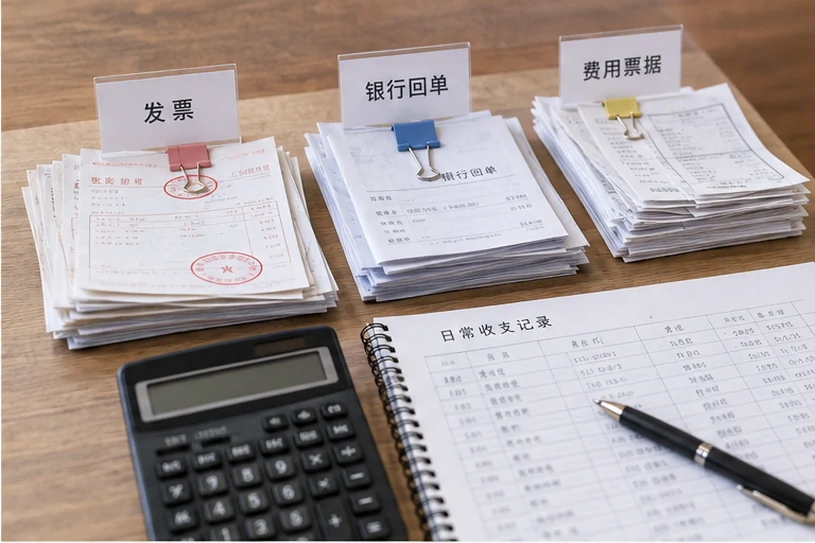 整理企业票据与日常账务资料的服务场景示意