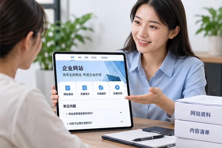 企业网站展示业务与服务信息的场景示意