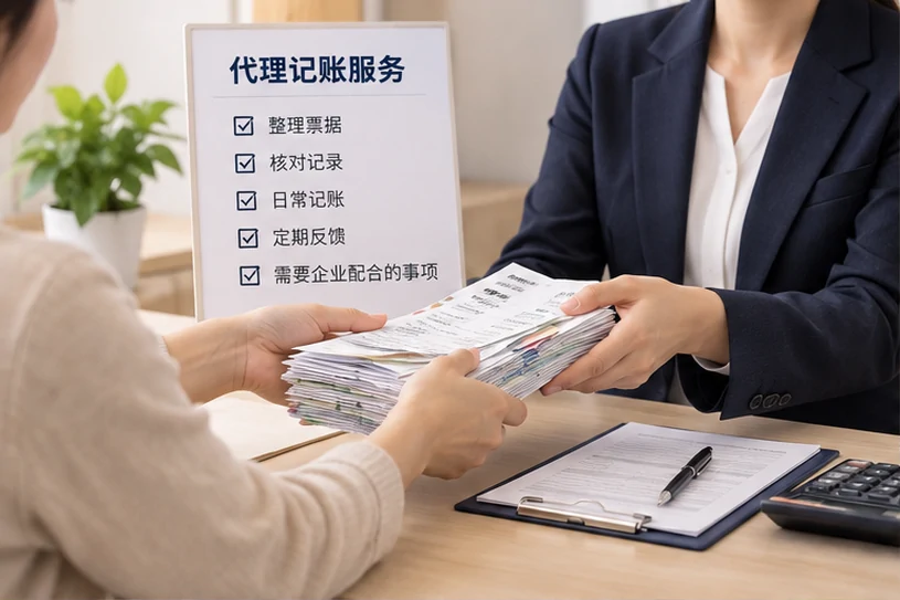 整理企业票据与日常账务资料的服务场景示意