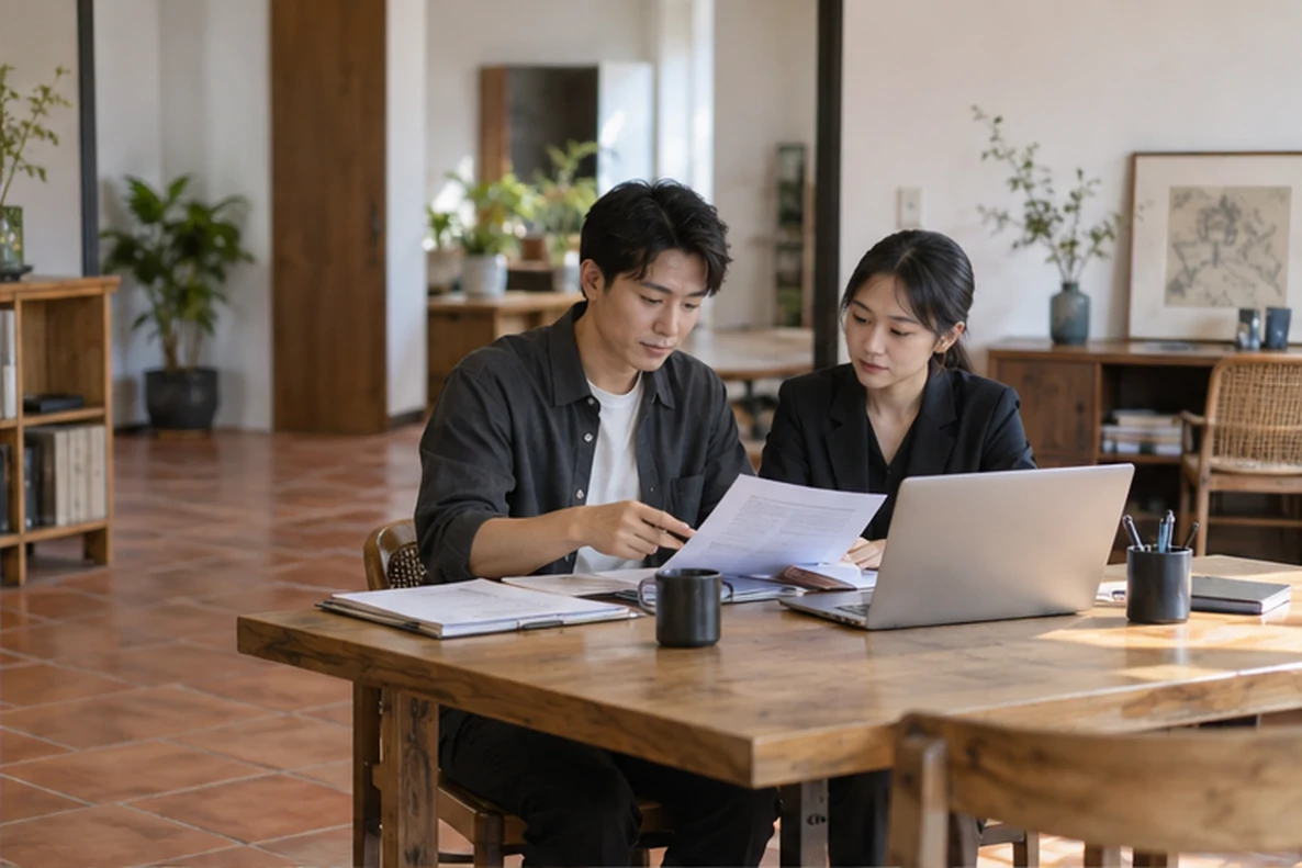 核对注册公司资料与办理事项的服务场景示意