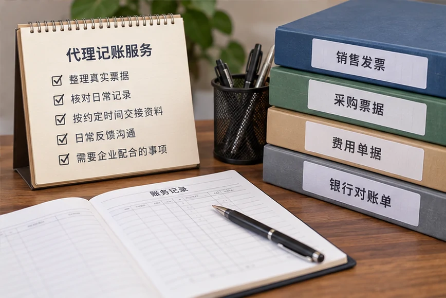整理企业票据与日常账务资料的服务场景示意
