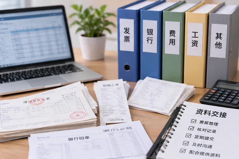 整理企业票据与日常账务资料的服务场景示意