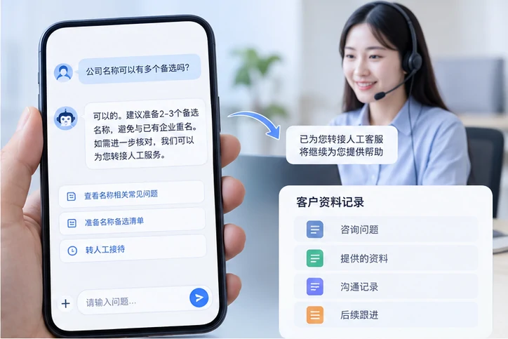 在线客服接待与咨询整理的服务场景示意