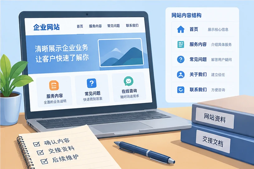 企业网站展示业务与服务信息的场景示意