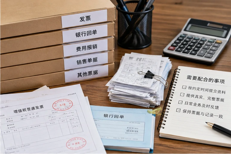 整理企业票据与日常账务资料的服务场景示意