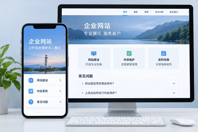 企业网站展示业务与服务信息的场景示意