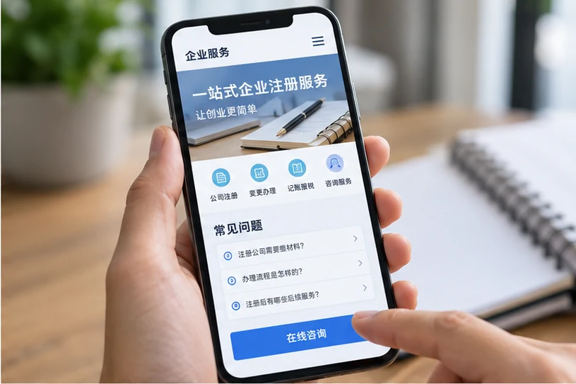 企业网站展示业务与服务信息的场景示意