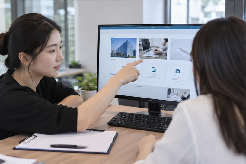 企业网站展示业务与服务信息的场景示意