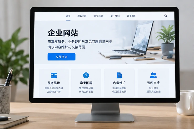 企业网站展示业务与服务信息的场景示意