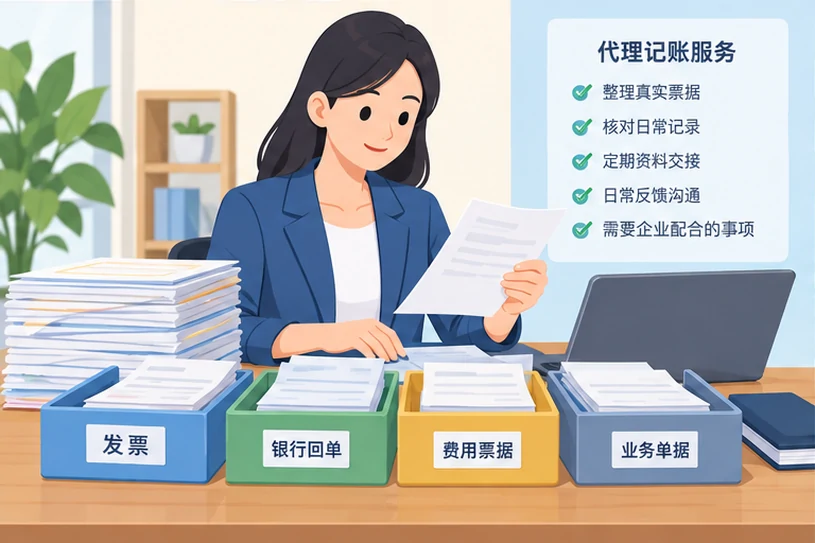 整理企业票据与日常账务资料的服务场景示意