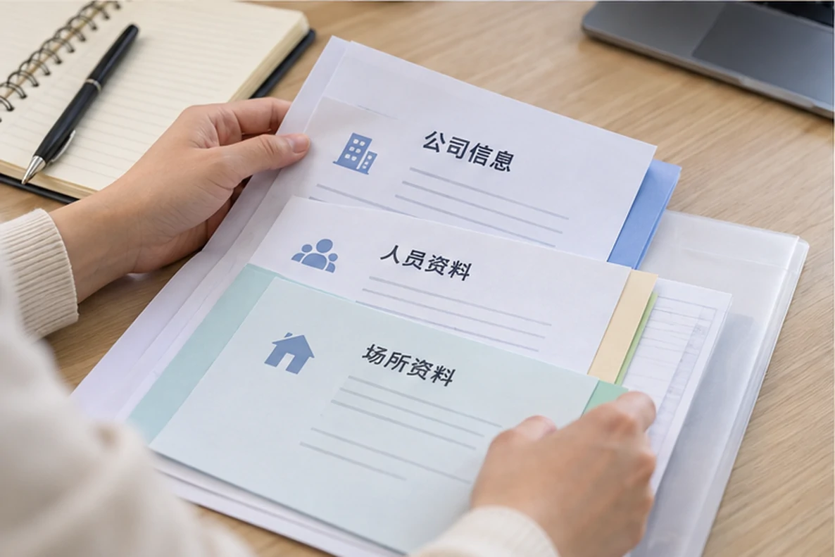 核对注册公司资料与办理事项的服务场景示意