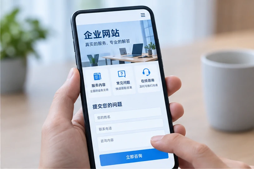 企业网站展示业务与服务信息的场景示意