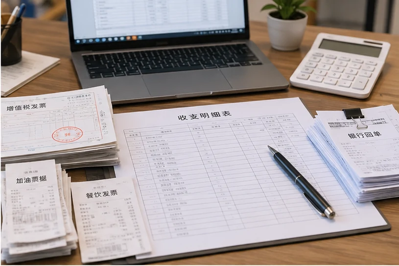 整理企业票据与日常账务资料的服务场景示意