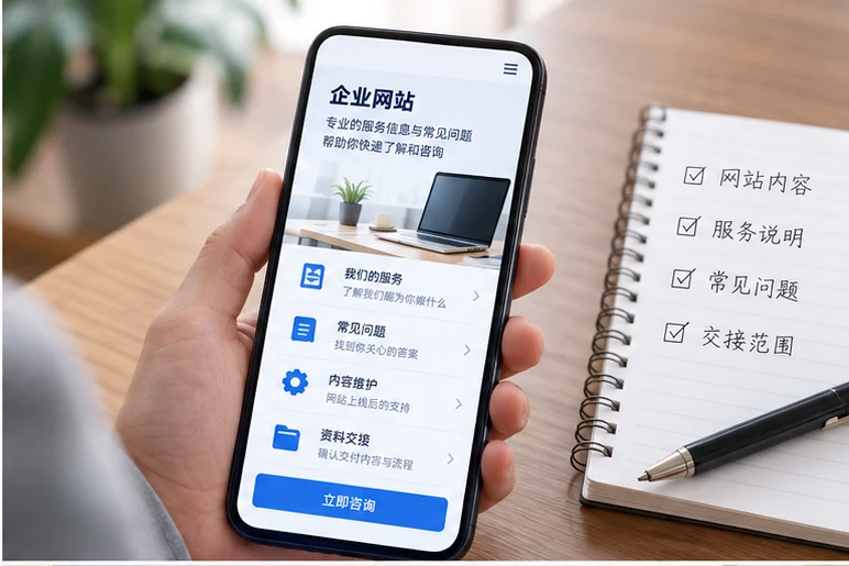 企业网站展示业务与服务信息的场景示意