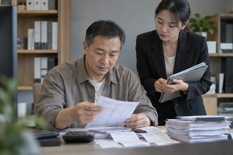 整理企业票据与日常账务资料的服务场景示意