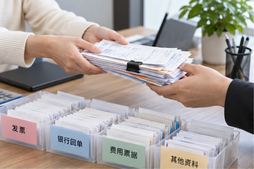 整理企业票据与日常账务资料的服务场景示意