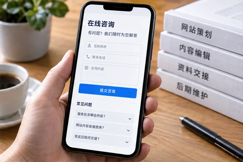 企业网站展示业务与服务信息的场景示意